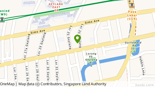 Map showing the location of 3A Lorong 35 Geylang