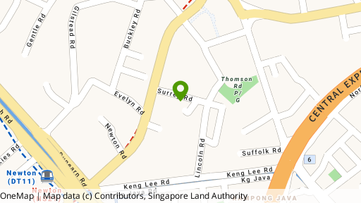 Map showing the location of 10 Surrey Road