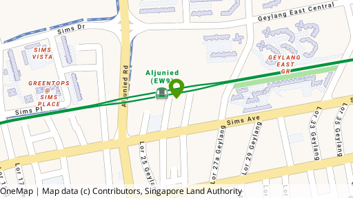 Map showing the location of 90B Lorong 25A Geylang