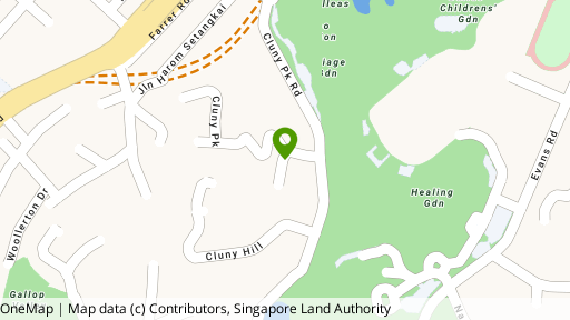 Map showing the location of Cluny Park
