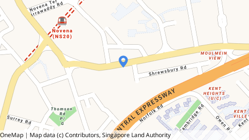Map showing the location of 165 Moulmein Road