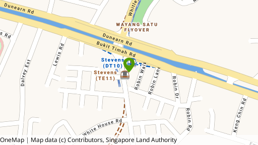 Map showing the location of Stevens Court
