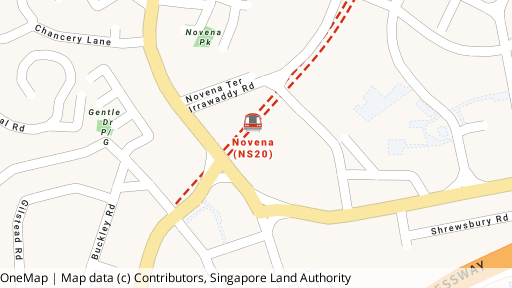 Map showing the location of Novena Square (Terminated)