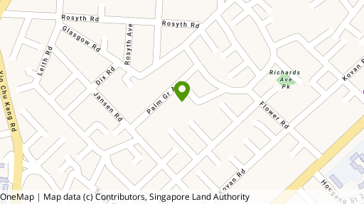 Map showing the location of 7 Palm Grove Ave
