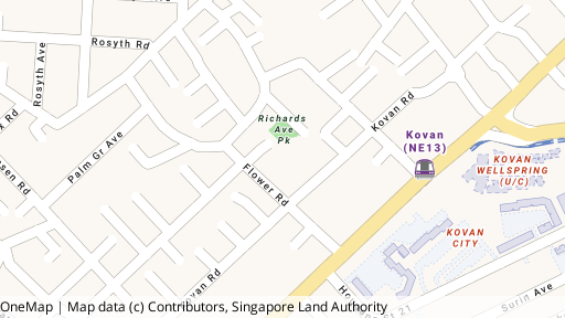 Map showing the location of 14 Kovan Road
