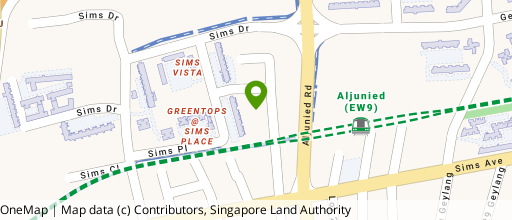 Map showing the location of One Sims Lane