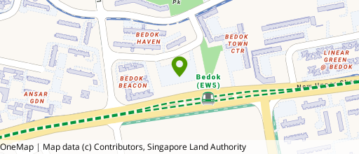 Map showing the location of Bedok Mall